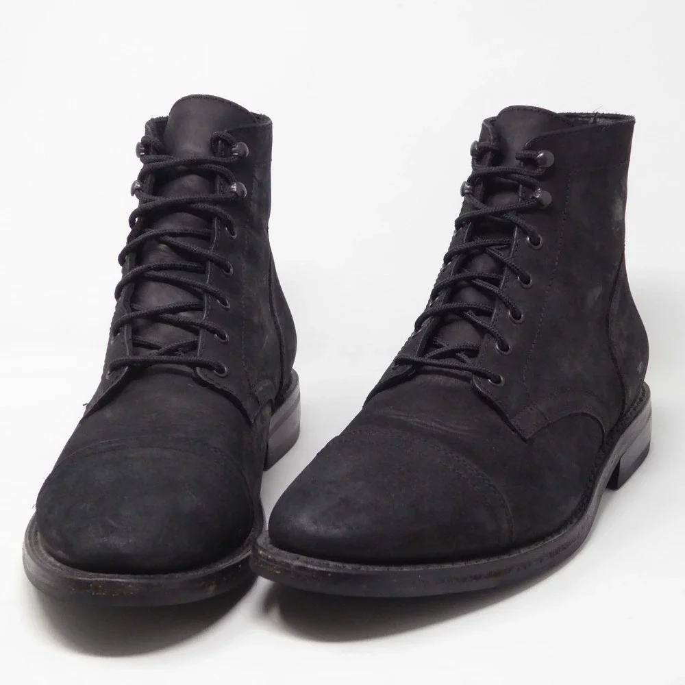 Thursday Boot Co Mens Captain Lace Up Boots Black Matte Leather 12